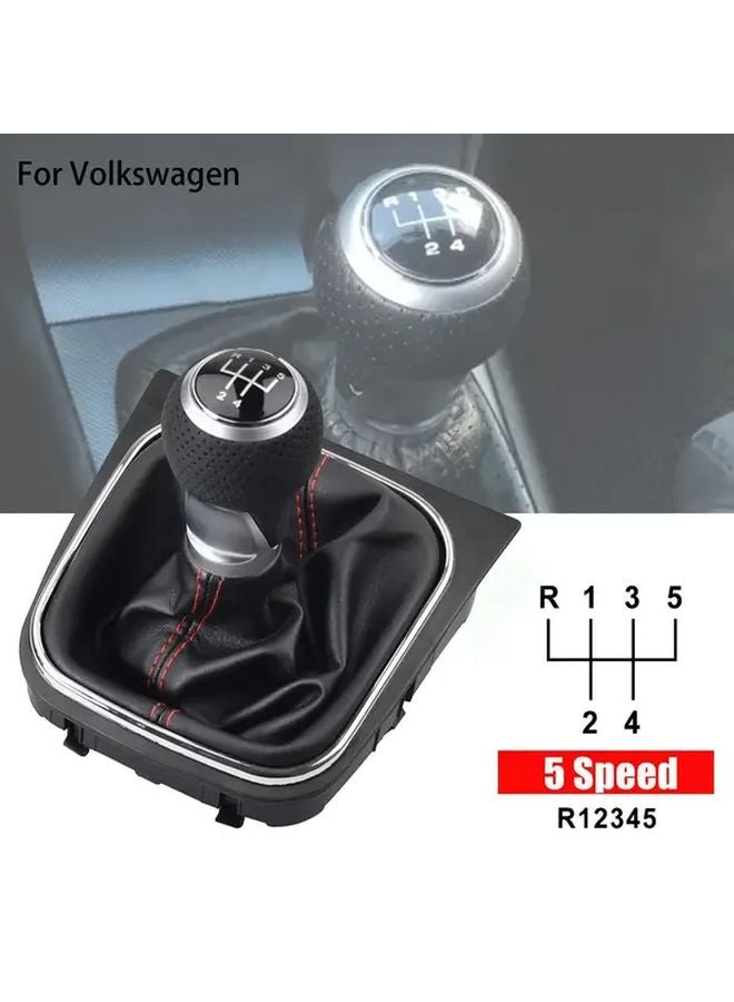Black Leather Plastic Gear Shift Knob Gaiter Cover For Volkswagen Golf 5 6 MK5 MK6 - Image 3